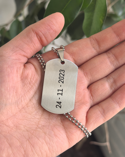 Collar placa estilo militar 40x19mm