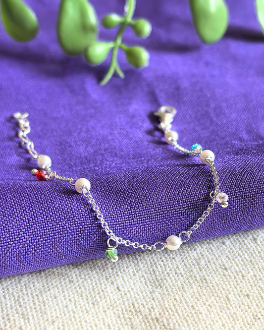 Pulsera perlas y cristales multicolor